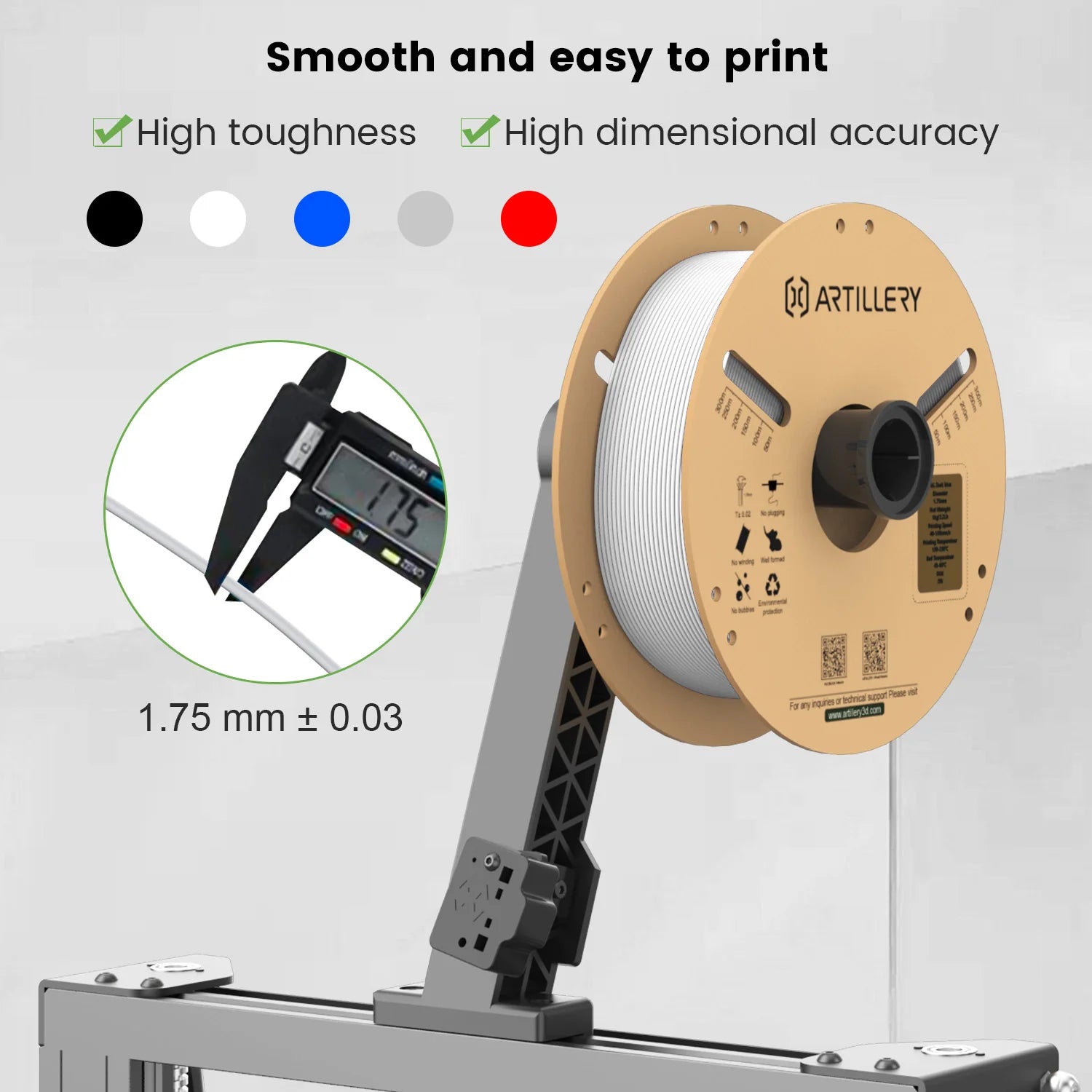 Filament d'imprimante 3D PLA de 1.75 mm de diamètre 1kg