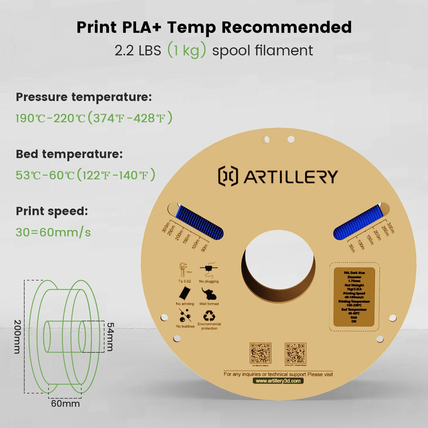 Filament d'imprimante 3D PLA de 1.75 mm de diamètre 1kg